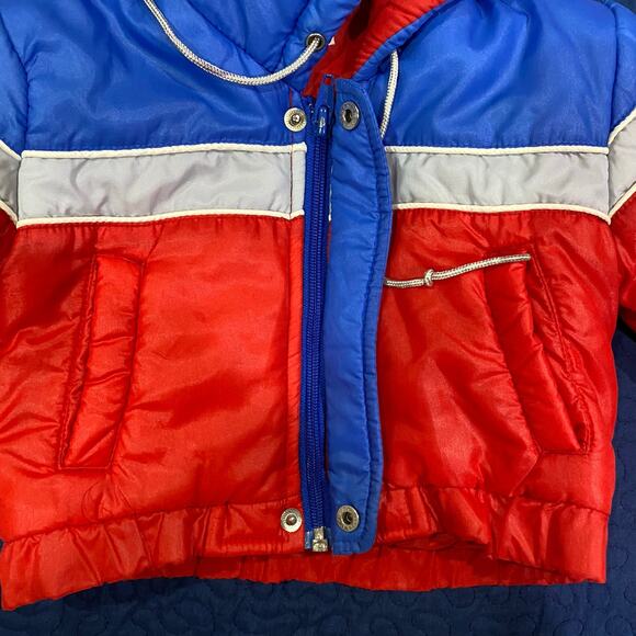 VIntage Sears Baby Hooded Puffer jacket Size Small 12m 70's 80's - Picture 6 of 12